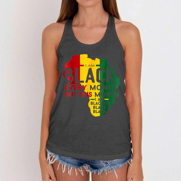 I Am Black Every Month Black Black History Month Women's Knotted Racerback Tank