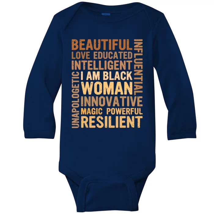 I Am Black Black History Month Juneteenth Black Meaningful Gift Baby Long Sleeve Bodysuit