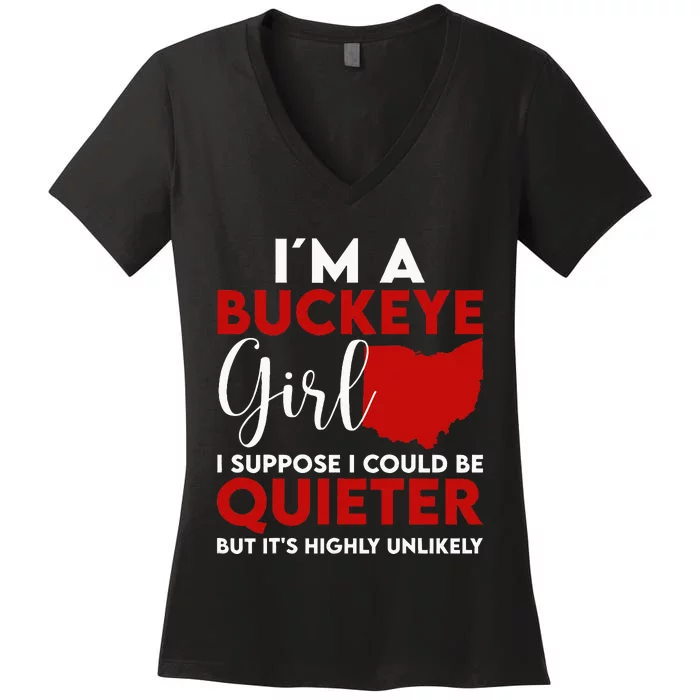 Im A Buckeye Girl O.H.I.O S.T.A.T.E Women's V-Neck T-Shirt