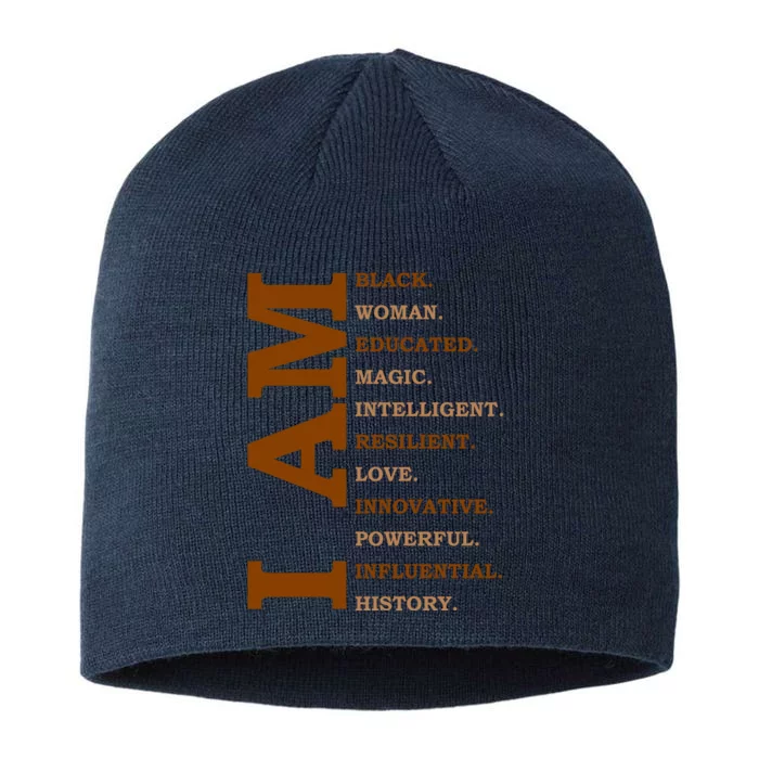 I Am Black Powerful Pride Quote 8 1/2in Sustainable Knit Beanie