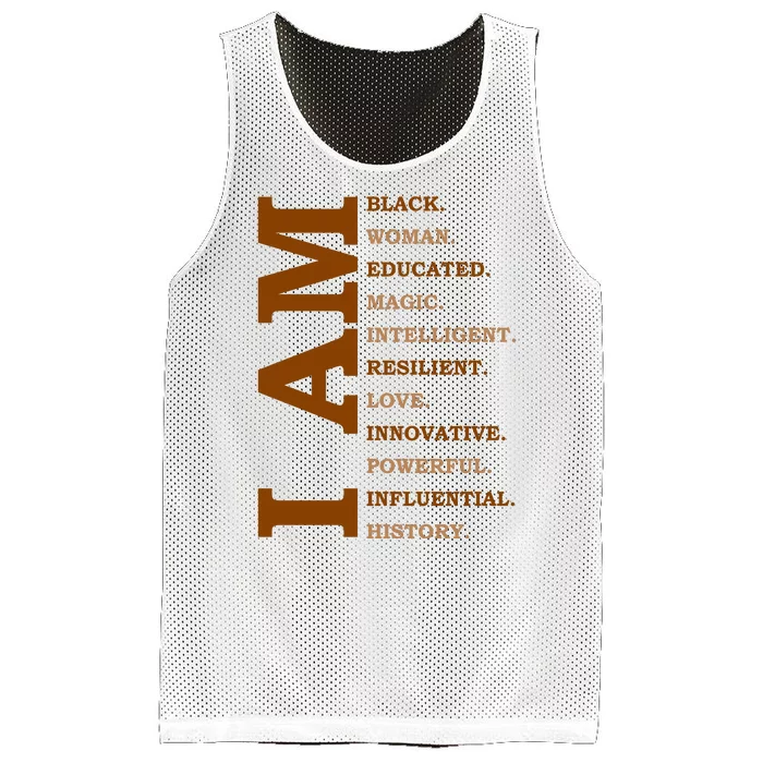 I Am Black Powerful Pride Quote Mesh Reversible Basketball Jersey Tank