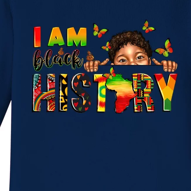 I Am Black History Juneteenth 1865 Celebrating Freedom Day Funny Gift Baby Long Sleeve Bodysuit