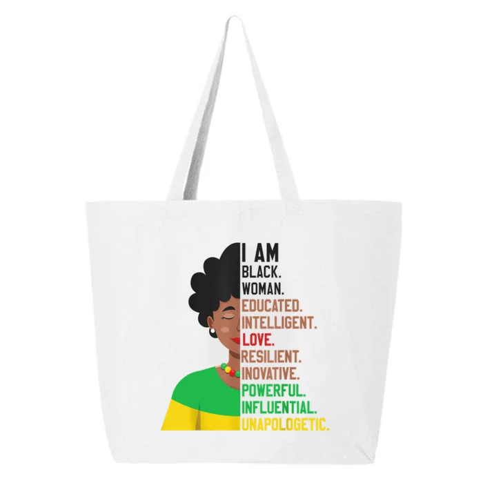 I Am Black Woman Educated Unapologetic African Girl Women 25L Jumbo Tote