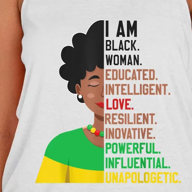 I Am Black Woman Educated Unapologetic African Girl Women Women's Knotted Racerback Tank