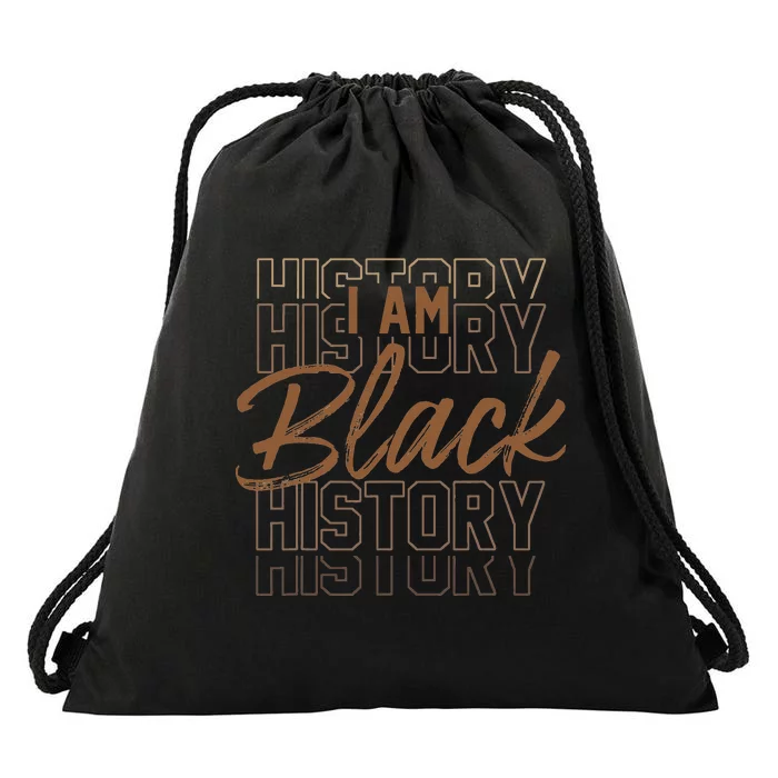 I Am Black History Month African American Pride Melanin Drawstring Bag