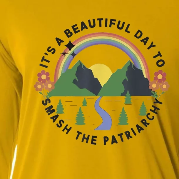 It's A Beautiful Day To Smash The Patriarchy Retro Feminism Cooling Performance Long Sleeve Crew