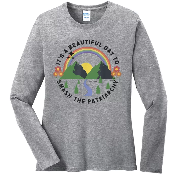 It's A Beautiful Day To Smash The Patriarchy Retro Feminism Ladies Long Sleeve Shirt