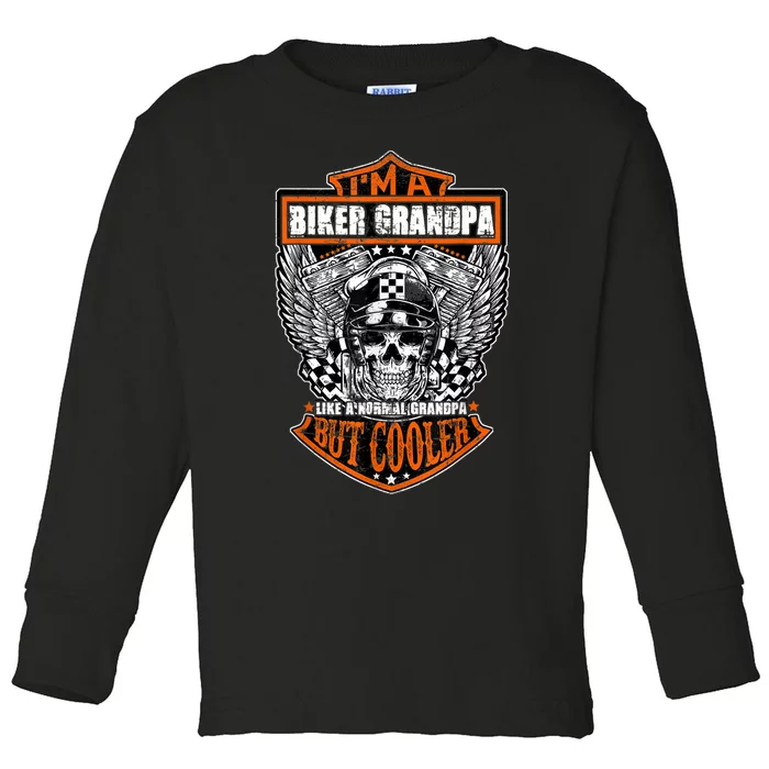 I'm A Biker Grandpa Like A Normal Grandpa But Cooler Gifts Gift Toddler Long Sleeve Shirt