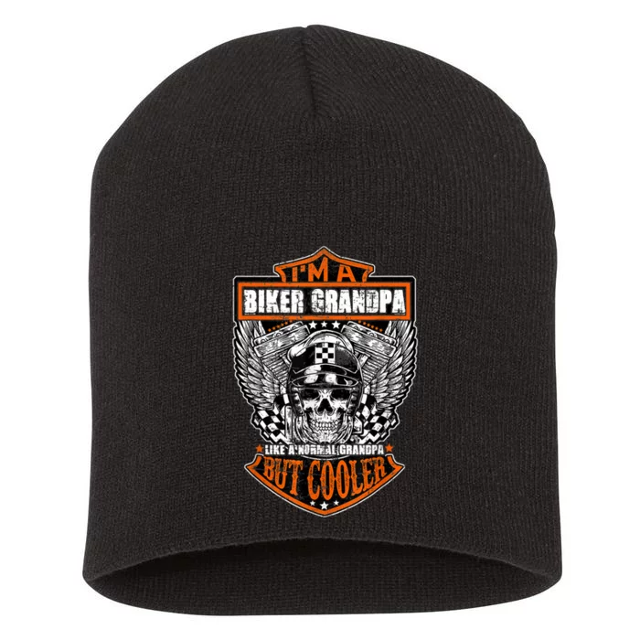 I'm A Biker Grandpa Like A Normal Grandpa But Cooler Gifts Gift Short Acrylic Beanie