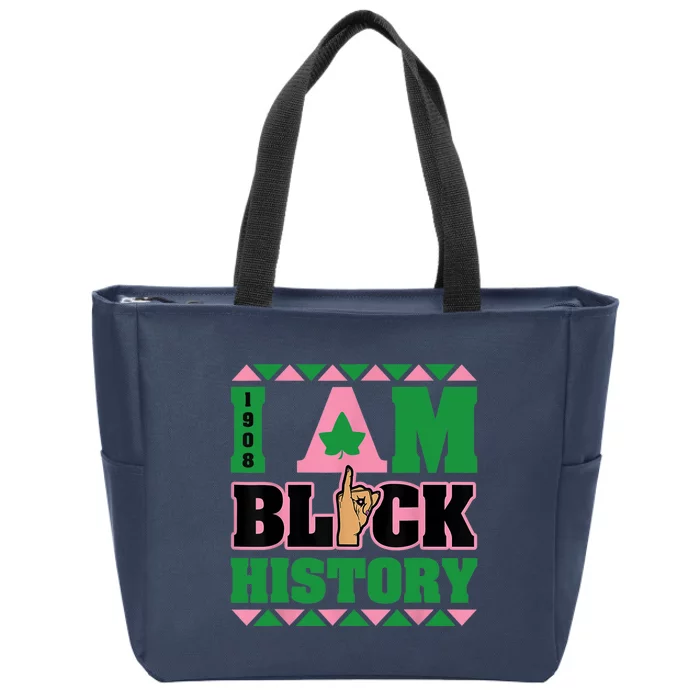 I Am Black History Womens AKA African Sorority Zip Tote Bag