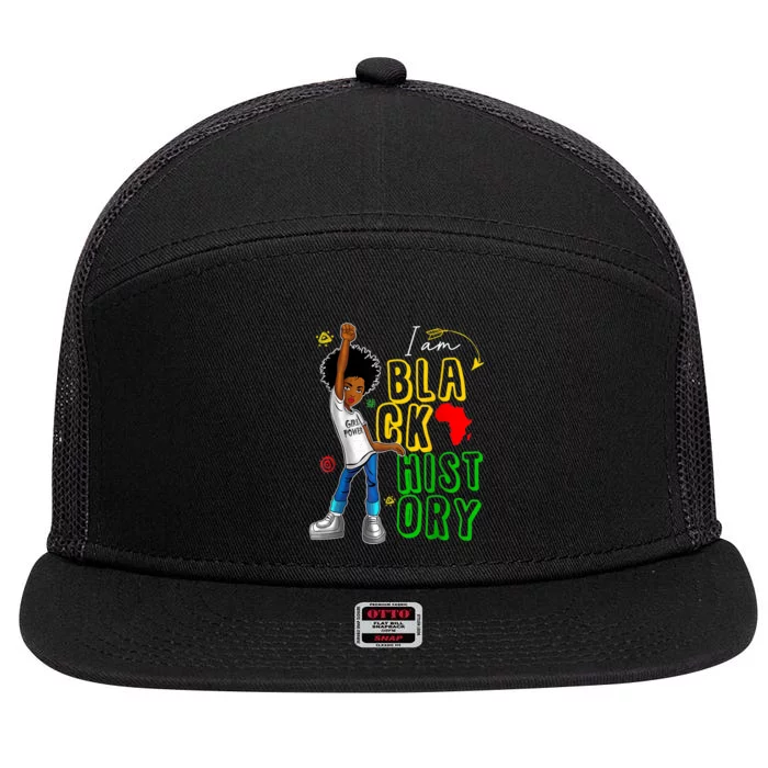 I Am Black History Month For Afro American 7 Panel Mesh Trucker Snapback Hat