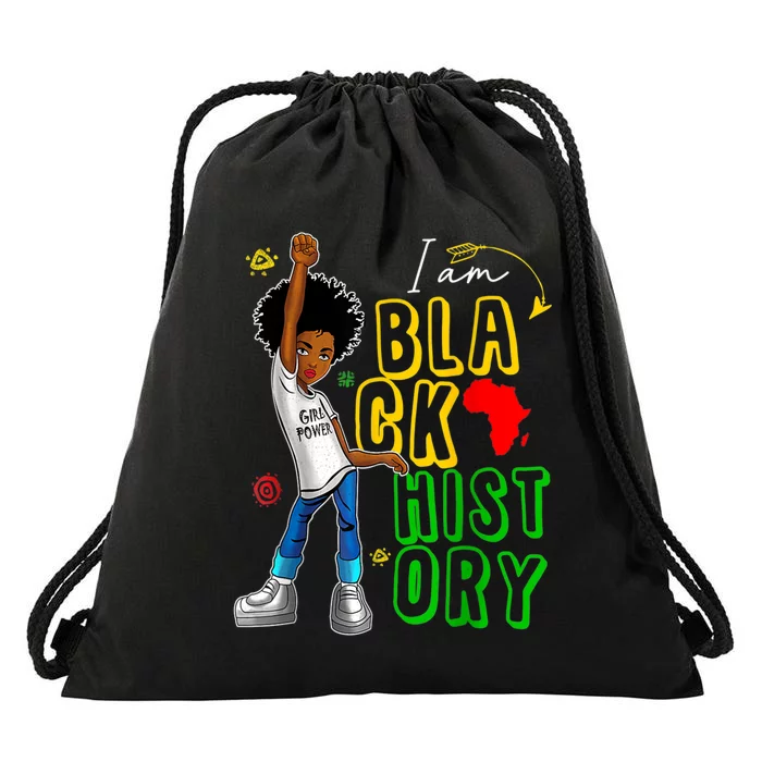 I Am Black History Month For Afro American Drawstring Bag