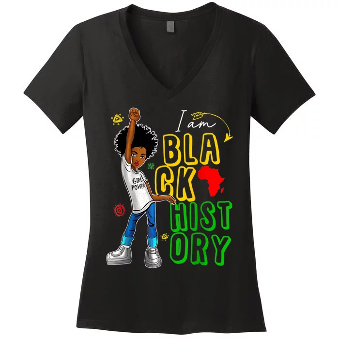 I Am Black History Month For Afro American Women's V-Neck T-Shirt