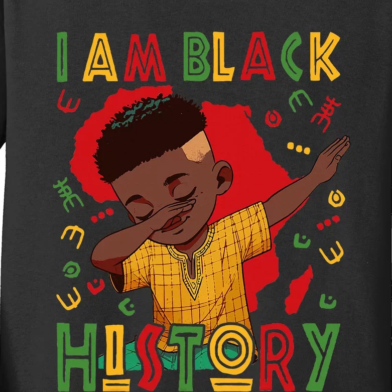 I Am Black History Boy Black History Month Kids Long Sleeve Shirt