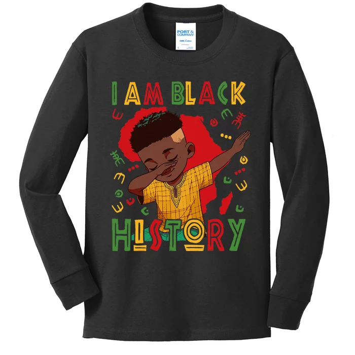 I Am Black History Boy Black History Month Kids Long Sleeve Shirt