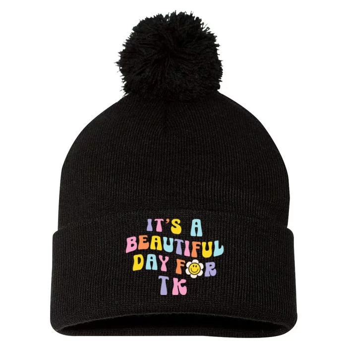 It’s a Beautiful Day for TK Learning Retro Teacher Students Pom Pom 12in Knit Beanie