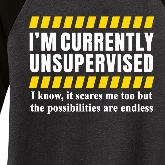 I Am Currently Unsupervised Women's Tri-Blend 3/4-Sleeve Raglan Shirt