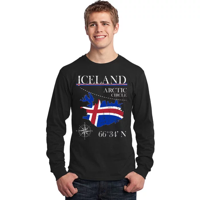 Iceland Arctic Circle Polar North Island Icelandic Flag Tall Long Sleeve T-Shirt