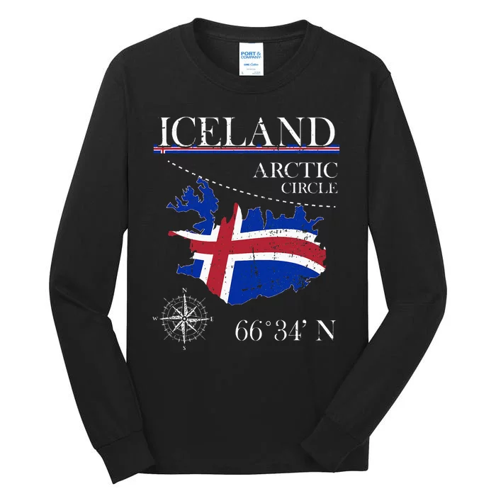 Iceland Arctic Circle Polar North Island Icelandic Flag Tall Long Sleeve T-Shirt