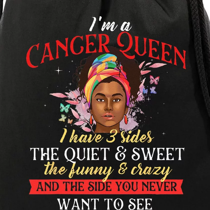 Im A Cancer Queen Horoscope Zodiac Sign Astrology Drawstring Bag