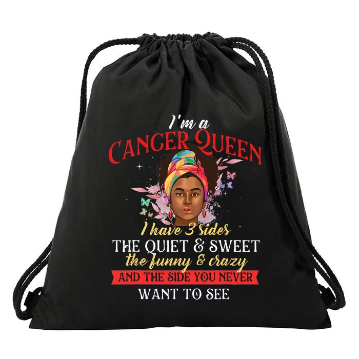 Im A Cancer Queen Horoscope Zodiac Sign Astrology Drawstring Bag