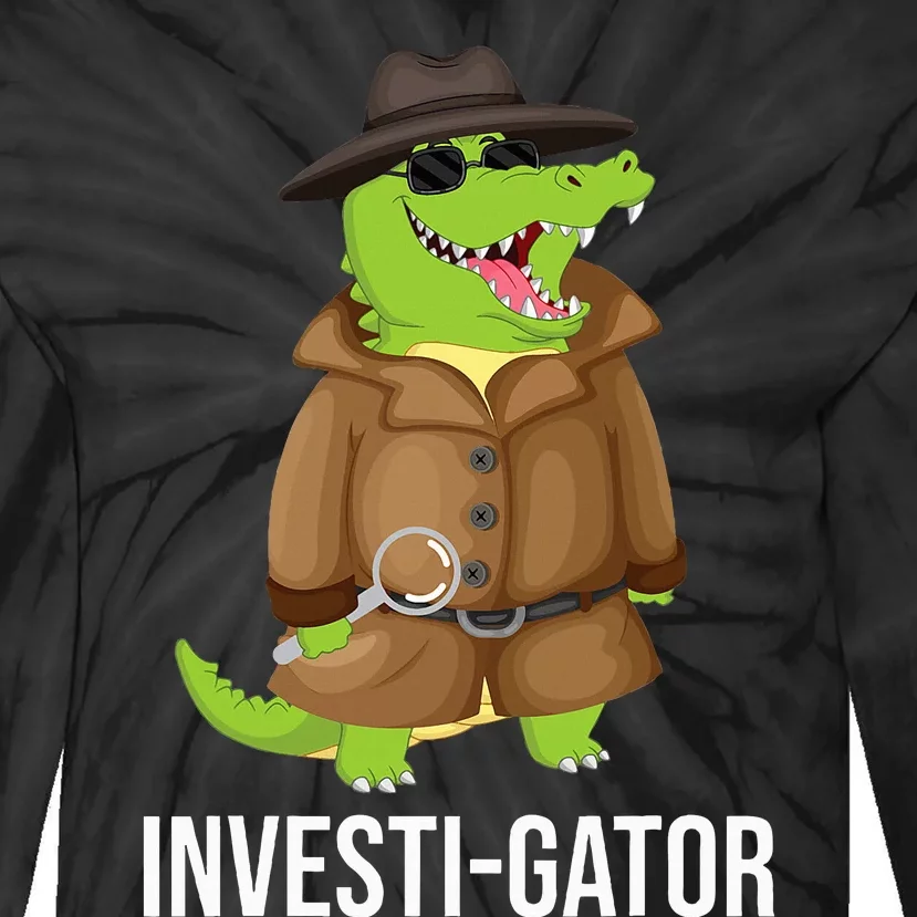 Investigator Alligator Crime Private Detective Espionage Tie-Dye Long Sleeve Shirt