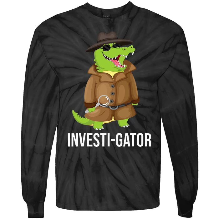 Investigator Alligator Crime Private Detective Espionage Tie-Dye Long Sleeve Shirt