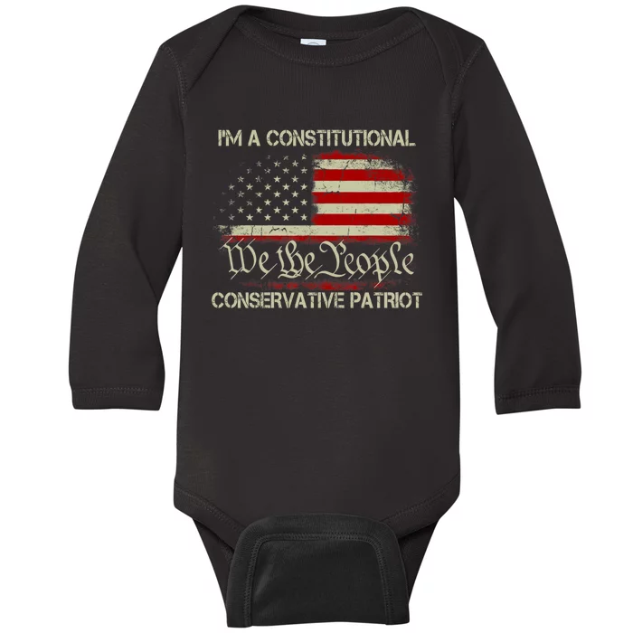 I'm A Constitutional Conservative Patriot Liz Cheney American Us Flag Baby Long Sleeve Bodysuit