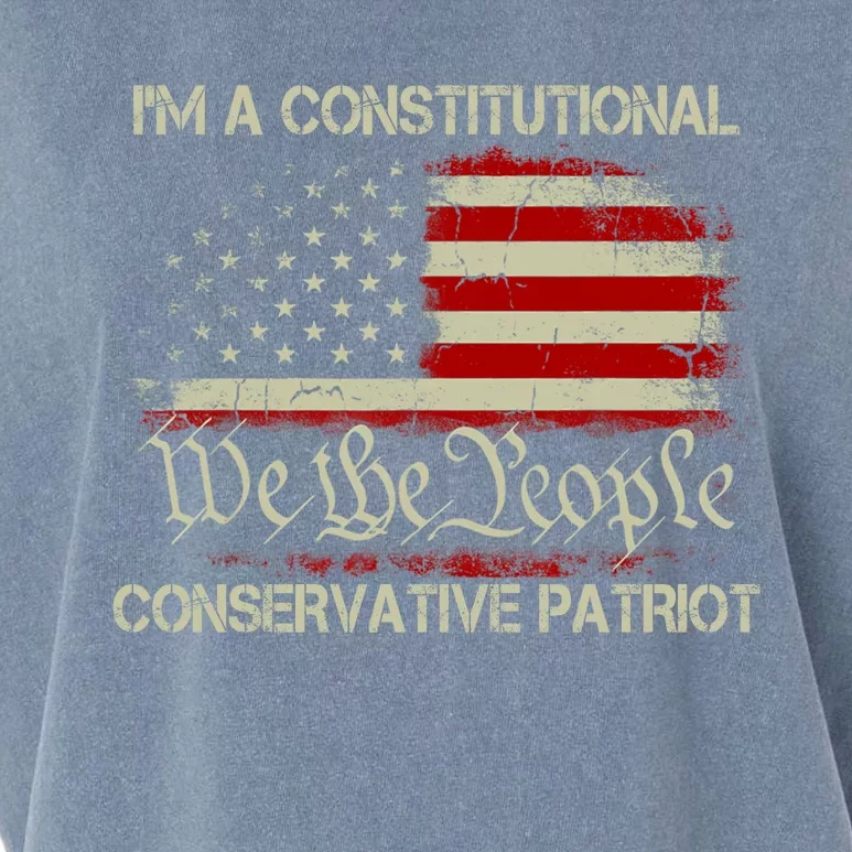 I'm A Constitutional Conservative Patriot Liz Cheney American Us Flag Garment-Dyed Women's Muscle Tee