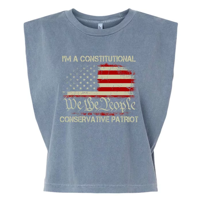 I'm A Constitutional Conservative Patriot Liz Cheney American Us Flag Garment-Dyed Women's Muscle Tee