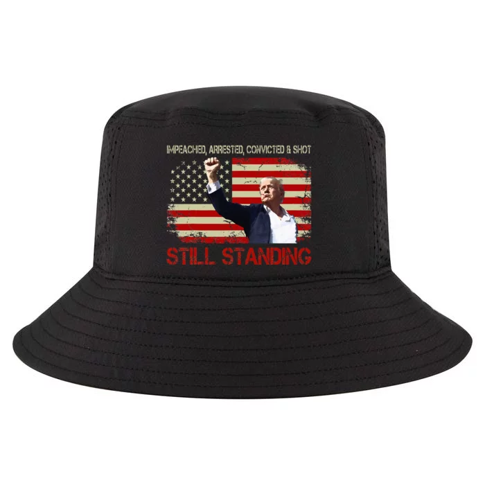 Impeached Arrested Convicted Shot Still Standing Trump 2024 Cool Comfort Performance Bucket Hat