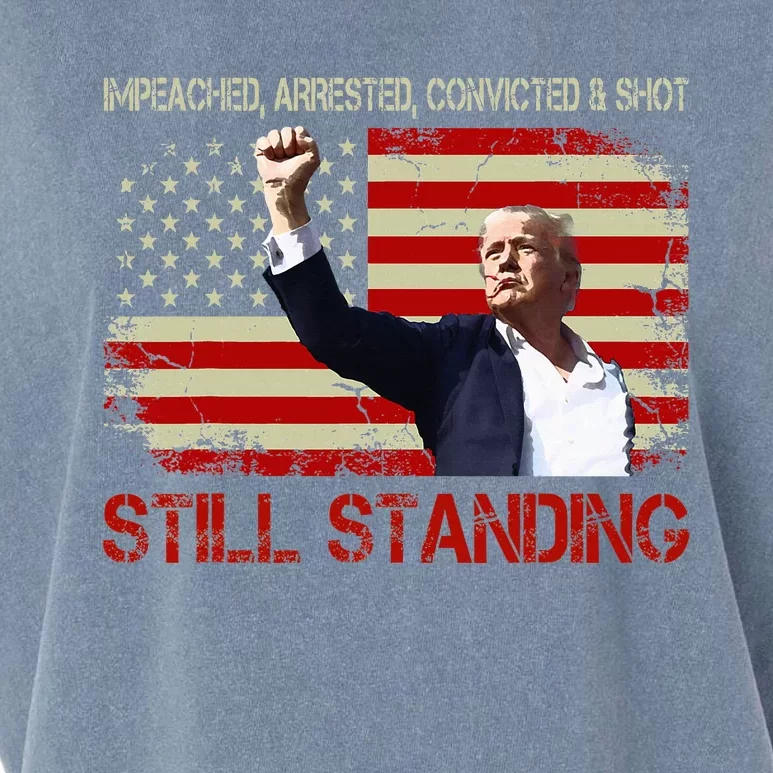 Impeached Arrested Convicted Shot Still Standing Trump 2024 Garment-Dyed Women's Muscle Tee