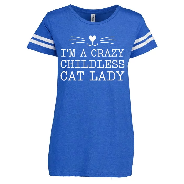 IM A Crazy Childless Cat Lady Funny 2024 Enza Ladies Jersey Football T-Shirt