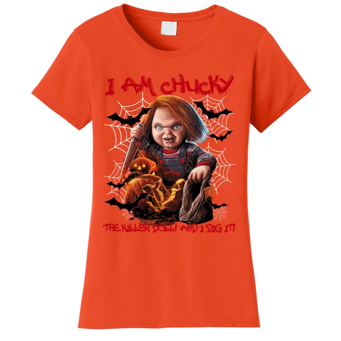 I Am Chucky The Killer Doll And I Dig It Vintage Chucky Halloween Women's T-Shirt