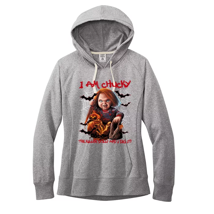 I Am Chucky The Killer Doll And I Dig It Vintage Chucky Halloween Women's Fleece Hoodie