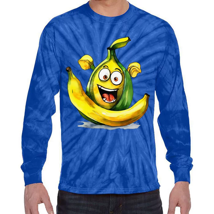 IM A Crazy Banana Costume Halloween Yellow Tie-Dye Long Sleeve Shirt