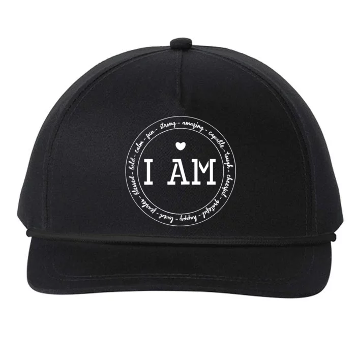 I Am Circle Design Wo Positive O Affirmations Snapback Five-Panel Rope Hat