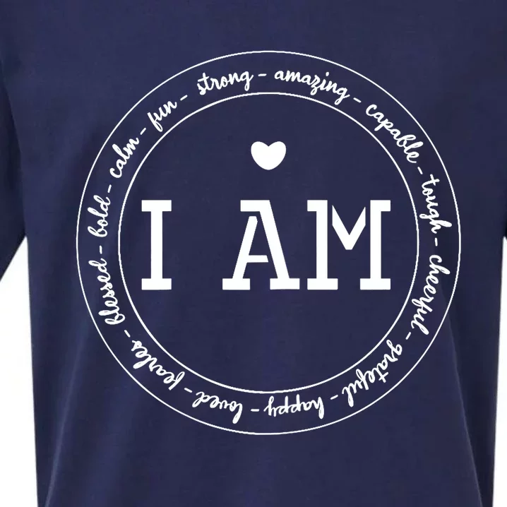 I Am Circle Design Wo Positive O Affirmations Sueded Cloud Jersey T-Shirt