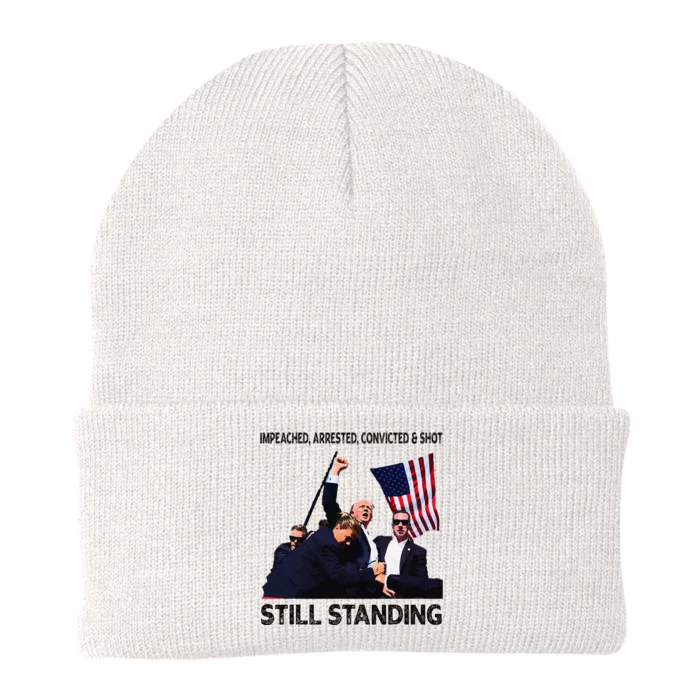 Impeached Arrested Convicted Shot Still Standing Trump 2024 Knit Cap Winter Beanie