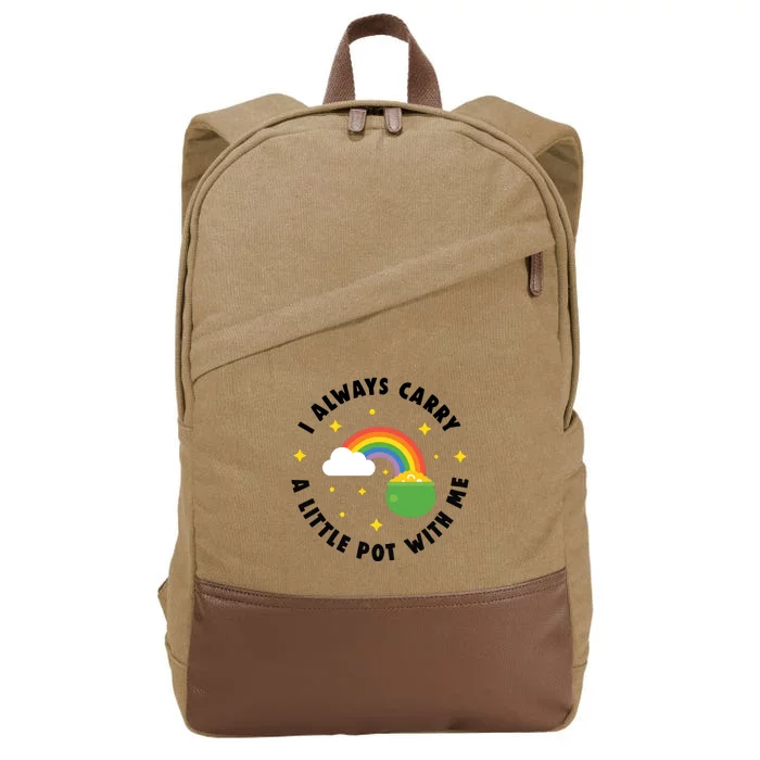 I Always Carry A Little Pot With Me Rainbow St Patricks Day Cotton Canvas Backpack