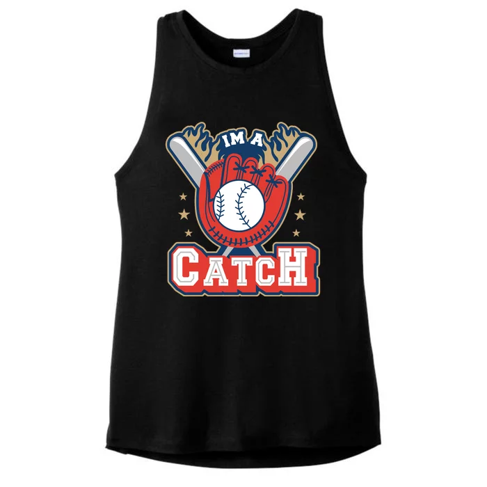 I'm A Catch Baseball Sport Ladies Tri-Blend Wicking Tank