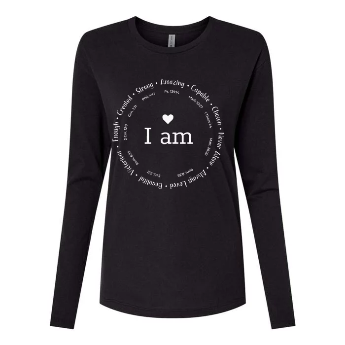 I am Circle Design Wo Positive O Affirmations Womens Cotton Relaxed Long Sleeve T-Shirt