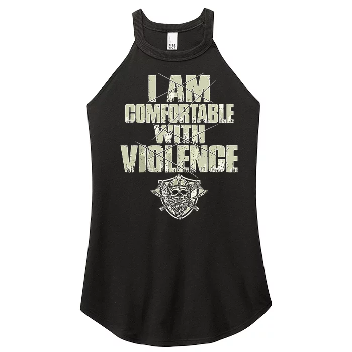 I Am Comfortable With Violence Women’s Perfect Tri Rocker Tank