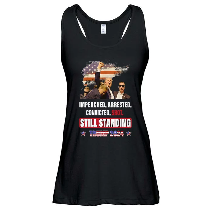 Impeached Arrested Convicted Shot Still Standing Trump 2024 Ladies Essential Flowy Tank