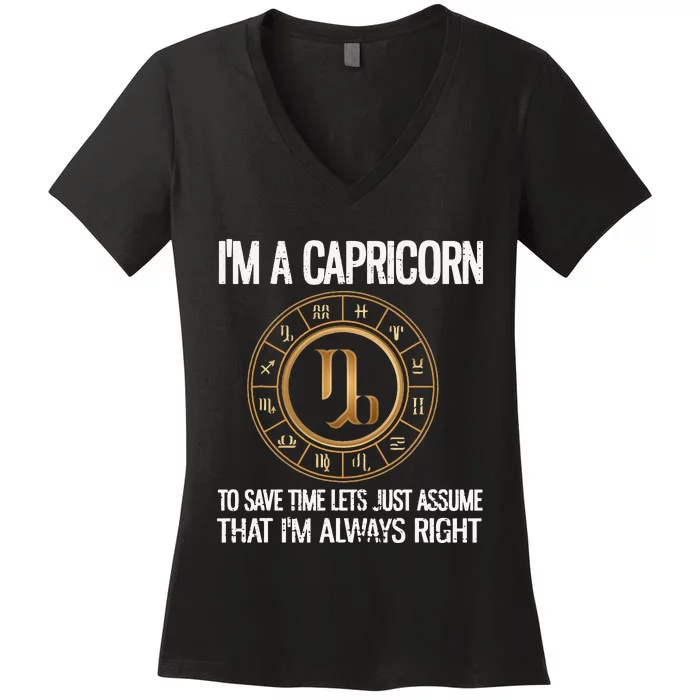 I'm A Capricorn Zodiac Sign Horoscope Astrology Capricorn Women's V-Neck T-Shirt