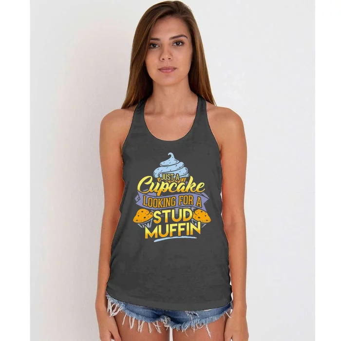 IM A Cupcake Looking For My Stud Muffin Women's Knotted Racerback Tank