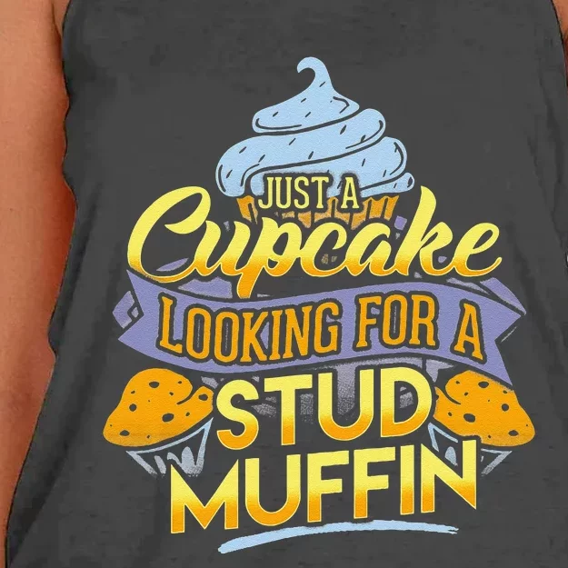 IM A Cupcake Looking For My Stud Muffin Women's Knotted Racerback Tank