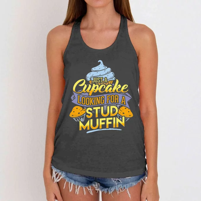 IM A Cupcake Looking For My Stud Muffin Women's Knotted Racerback Tank