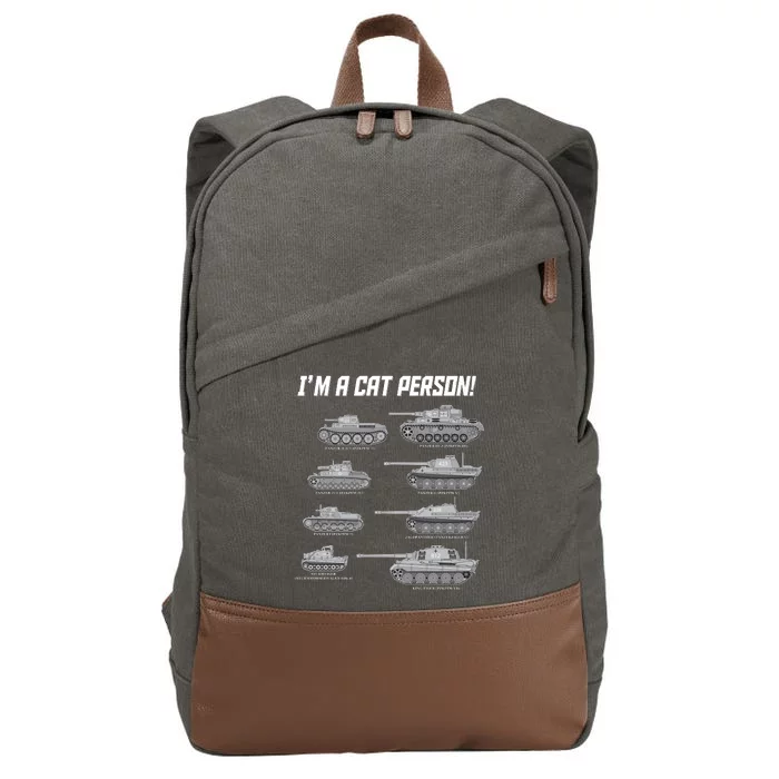 I'm A Cat Person WWII German Tanks Cotton Canvas Backpack