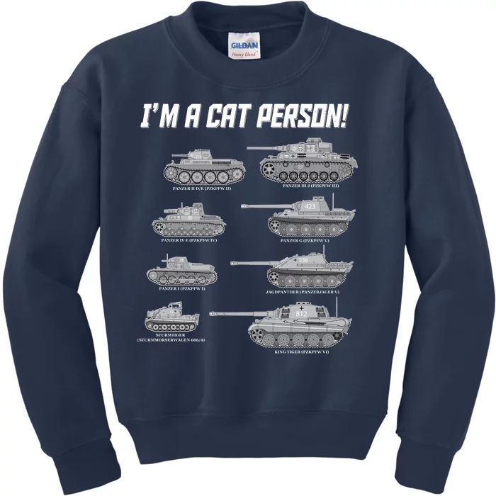 I'm A Cat Person WWII German Tanks Kids Sweatshirt